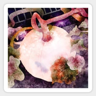 White Pumpkin Negative Watercolor Painting Sticker